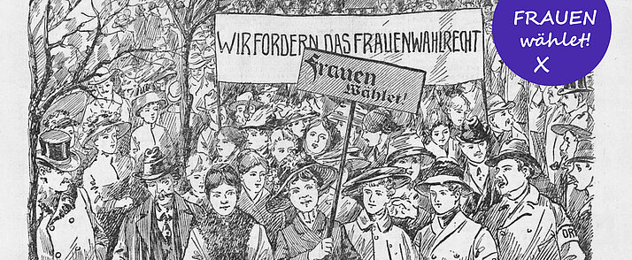 Online exhibition "Women use your vote!" Women's march; in: Arbeiter-Zeitung, vol. 23, no. 79, 20 March 1991, page 1